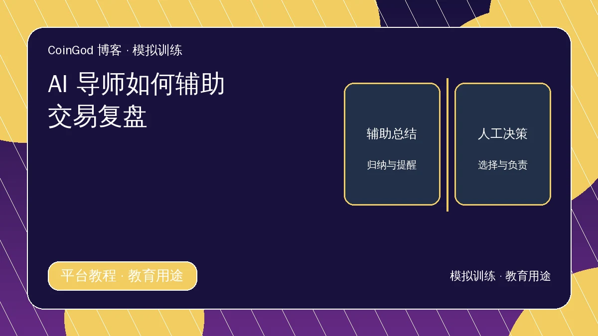 AI复盘辅助配图，展示辅助总结与人工决策分区