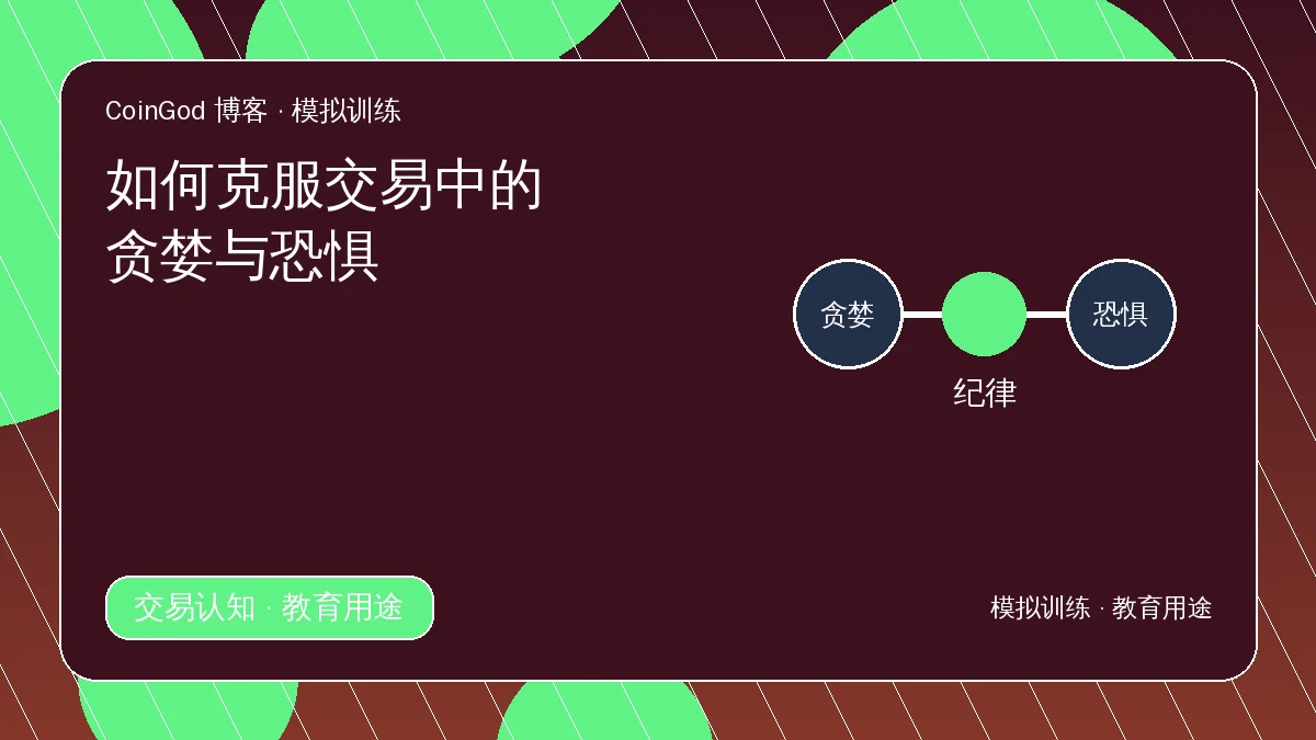 贪婪与恐惧配图，展示两端情绪与中间纪律平衡点