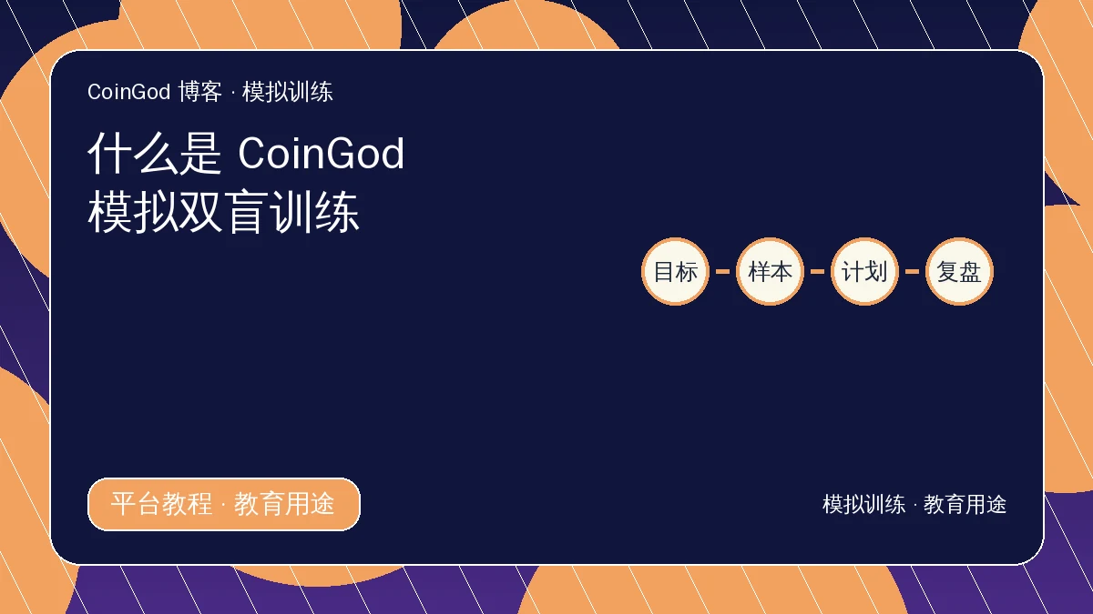 双盲训练配图，展示目标、样本、计划与复盘流程节点